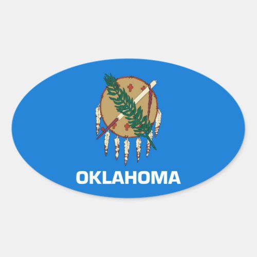 Oklahoma State Flag Design Oval Sticker