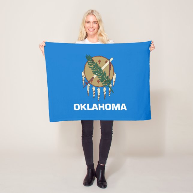 Oklahoma State Flag Fleece Blanket (In Situ)