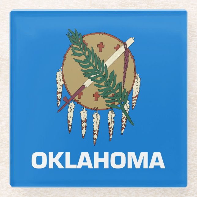 Oklahoma State Flag Glass Coaster (Front)