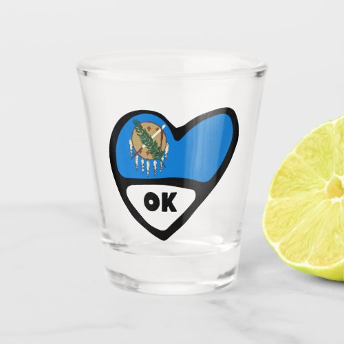 Oklahoma State Flag In Heart OK Shot Glass