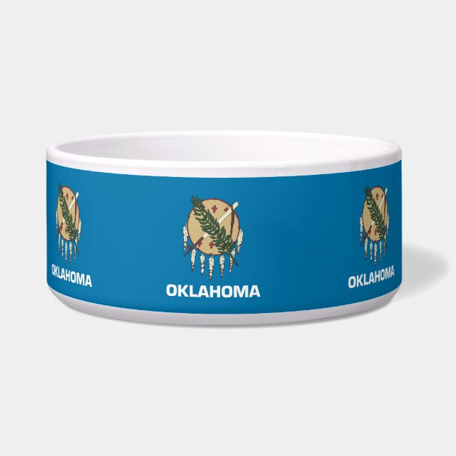 Oklahoma State Flag Pet Bowl (Left)