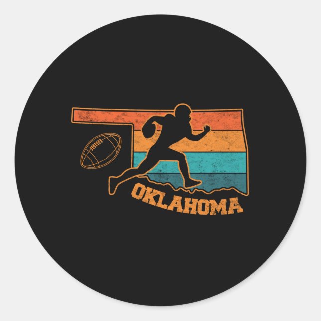 Oklahoma State Footbal Colorful Map Classic Round Sticker (Front)
