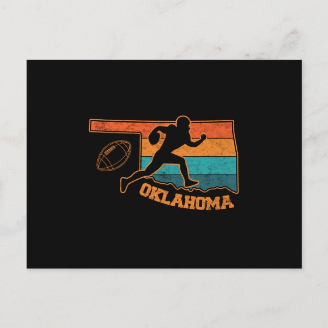 Oklahoma State Footbal Colorful Map Postcard (Front)