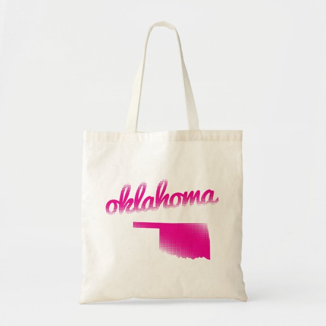 Oklahoma state in pink tote bag (Front)