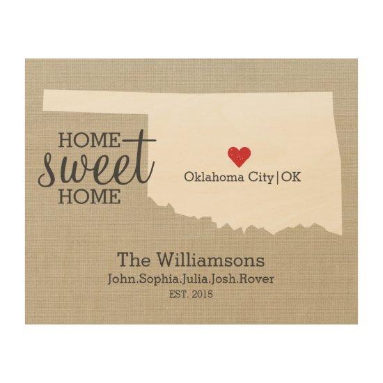 Oklahoma State Map Custom Family Name Established Wood Wall Decor