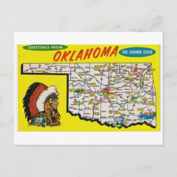 Oklahoma State Map Postcard by normagolden at Zazzle