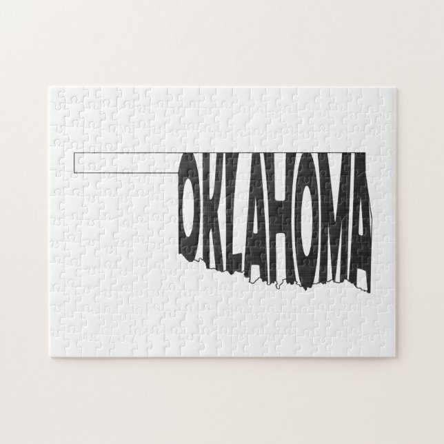 Oklahoma State Name Word Art Black Jigsaw Puzzle (Horizontal)