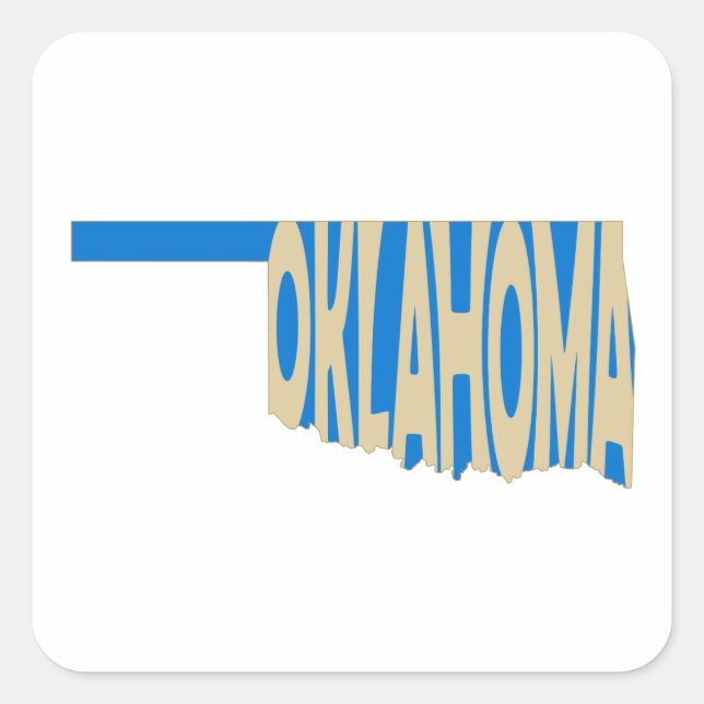 Oklahoma State Name Word Art Yellow Square Sticker (Front)