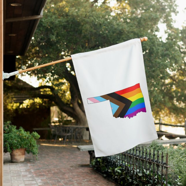 Oklahoma State Pride LGBTQ Progress Pride House Flag (In SItu)