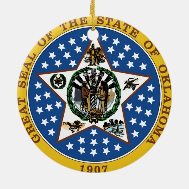 Oklahoma state seal america republic symbol flag ceramic ornament (Back)