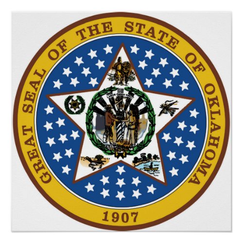 Oklahoma state seal america republic symbol flag poster