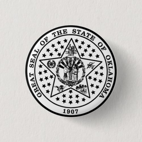 Oklahoma State Seal black and white Button