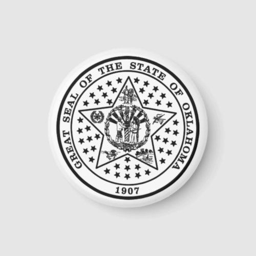 Oklahoma State Seal black and white Magnet