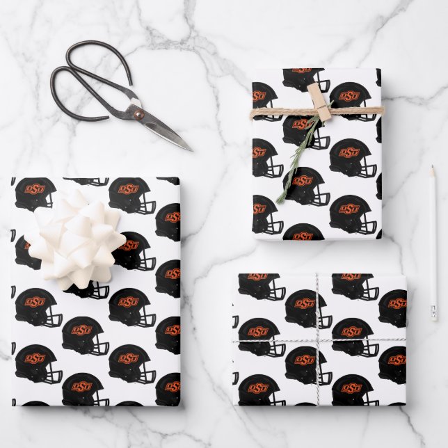 Oklahoma State University | OSU Football Helmet Wrapping Paper Sheets (Front)