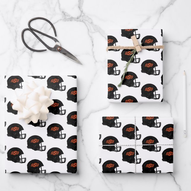 Oklahoma State University | OSU Football Helmet Wrapping Paper Sheets (Front)