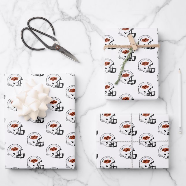 Oklahoma State University | OSU Football Helmet Wrapping Paper Sheets (Front)