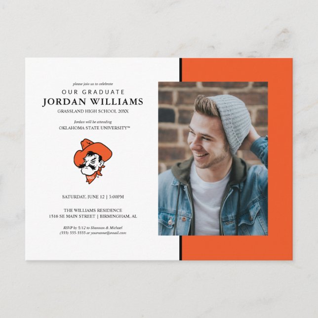 Oklahoma State University | Pistol Pete Face Announcement Postcard (Front)