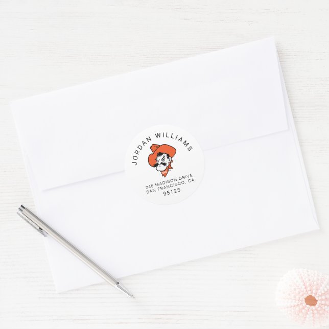 Oklahoma State University | Pistol Pete Face Classic Round Sticker (Envelope)