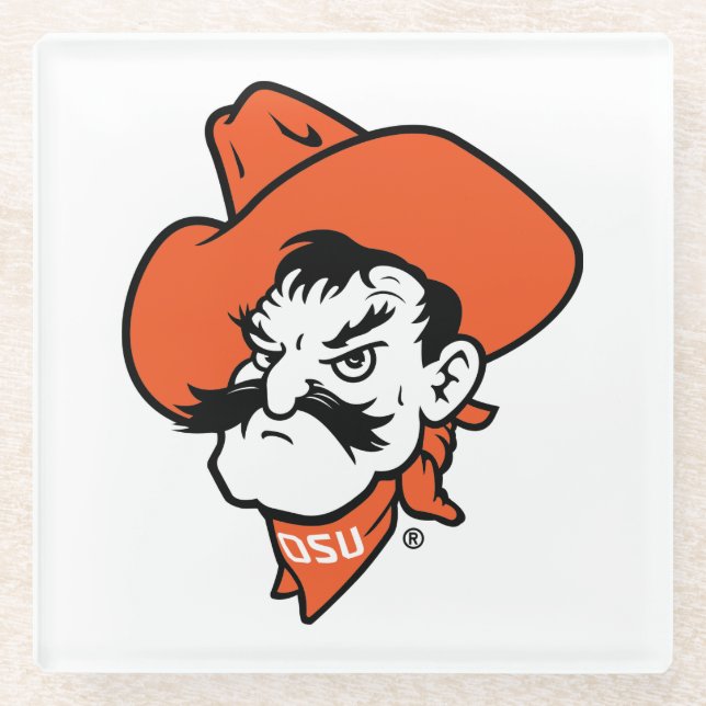Oklahoma State University | Pistol Pete Face Glass Coaster (Front)