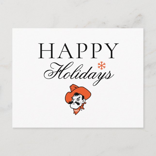 Oklahoma State University | Pistol Pete Face Holiday Postcard (Front)