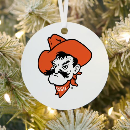 Oklahoma State University  Pistol Pete Face Metal Ornament