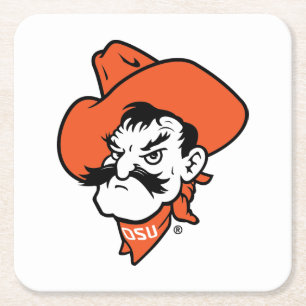 Oklahoma State University   Pistol Pete Face Square Paper Coaster