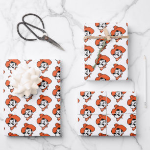 Oklahoma State University   Pistol Pete Face Wrapping Paper Sheets