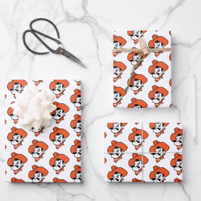 Oklahoma State University | Pistol Pete Face Wrapping Paper Sheets (Front)