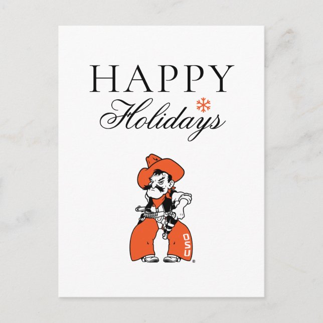 Oklahoma State University | Pistol Pete Holiday Postcard (Front)