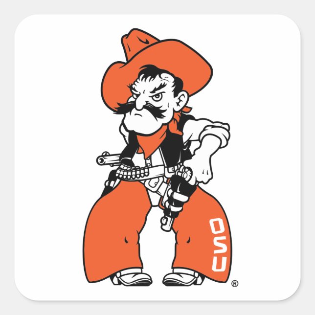 Oklahoma State University | Pistol Pete Square Sticker (Front)