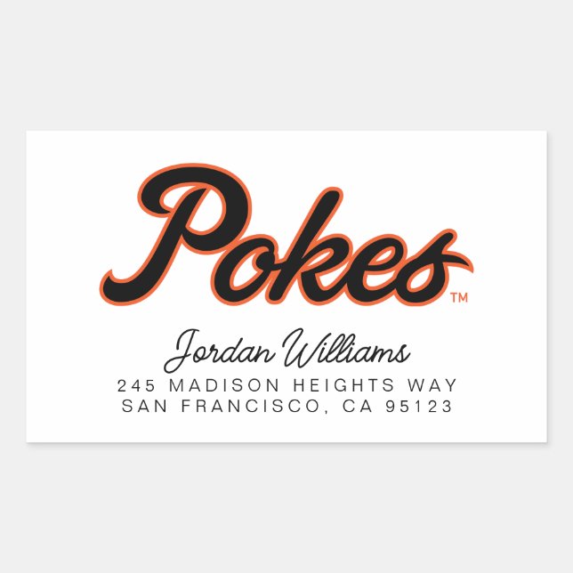 Oklahoma State University | Script Pokes Rectangular Sticker (Front)
