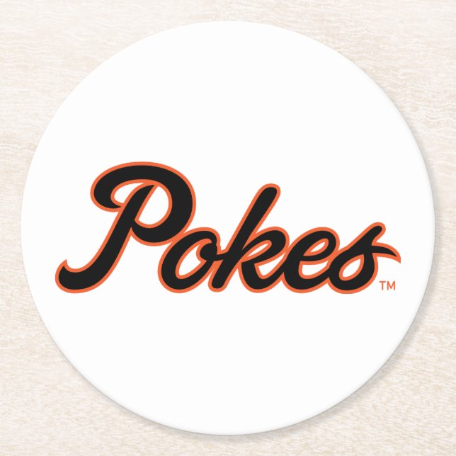 Oklahoma State University | Script Pokes Round Paper Coaster (Front)