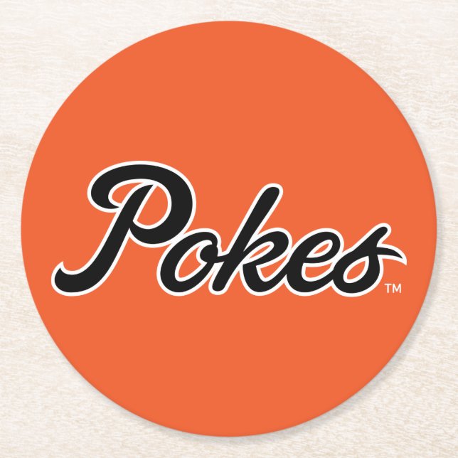 Oklahoma State University | Script Pokes Round Paper Coaster (Front)