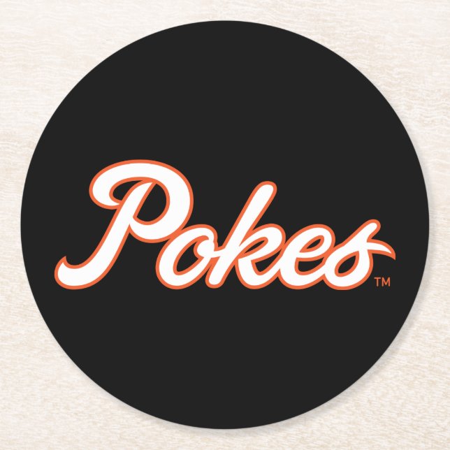 Oklahoma State University | Script Pokes Round Paper Coaster (Front)