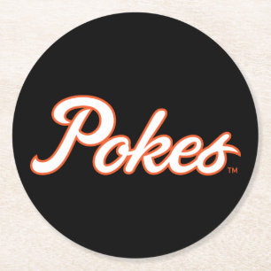 Oklahoma State University   Script Pokes Round Paper Coaster
