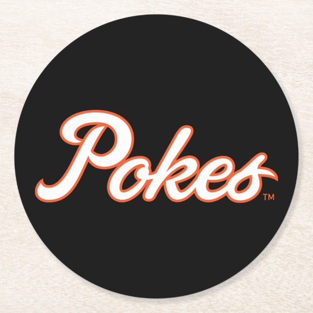 Oklahoma State University | Script Pokes Round Paper Coaster (Front)