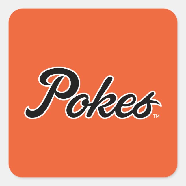 Oklahoma State University | Script Pokes Square Sticker (Front)