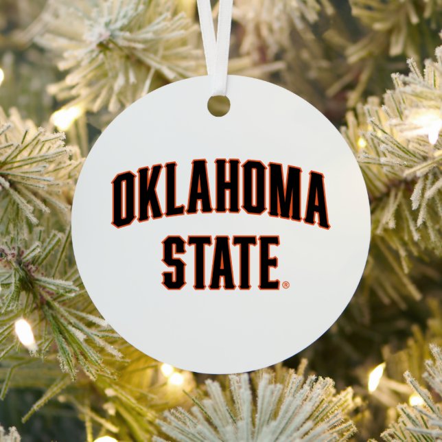 Oklahoma State | Wordmark Metal Ornament (Insitu)