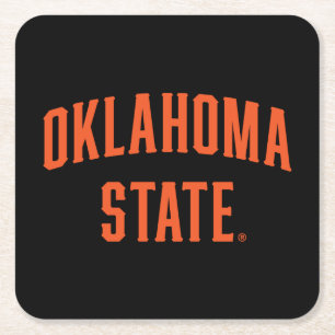 Oklahoma State Wordmark Square Paper Coaster