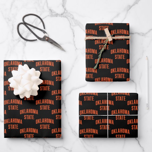 Oklahoma State | Wordmark Wrapping Paper Sheets (Front)