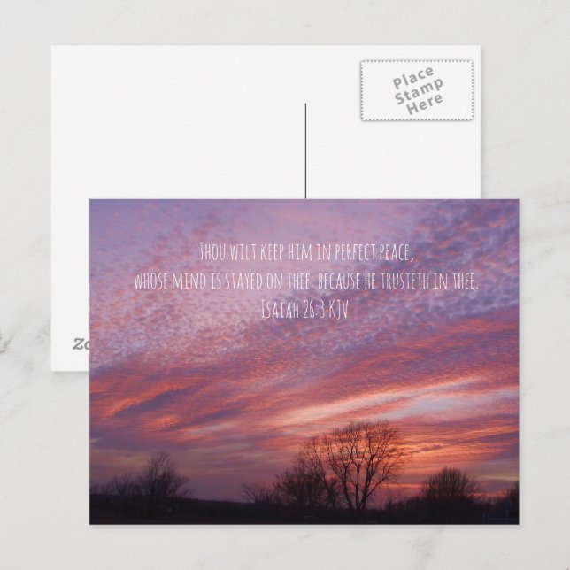 Oklahoma Sunset with Trees and Bible Verse Postcard (Front/Back)