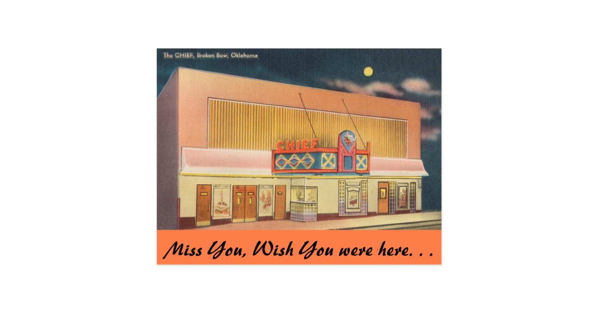 Oklahoma, The Chief Theater, Broken Bow Postcard