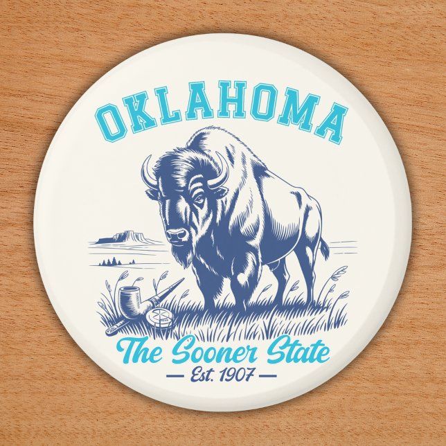 Oklahoma The Sooner State - Bison Art Design Magnet (Creator Uploaded)