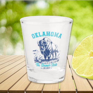 Oklahoma The Sooner State Vintage Bison Shot Glass