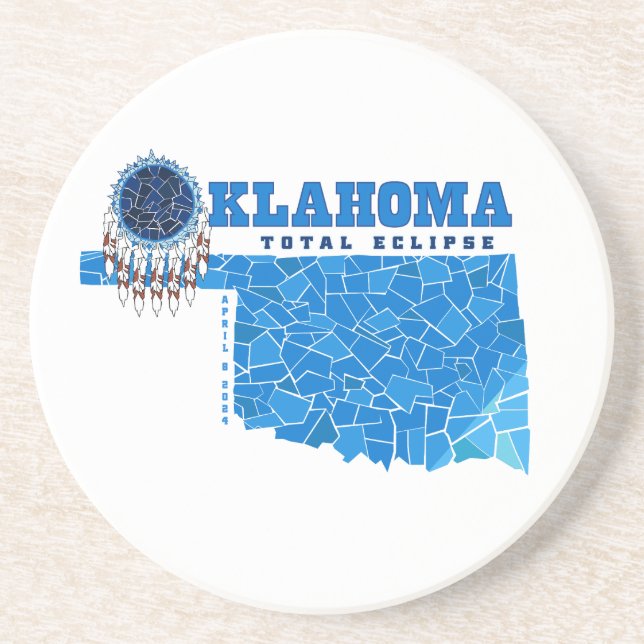 Oklahoma Total Eclipse Stone Coaster, Round Sandst Coaster (Front)