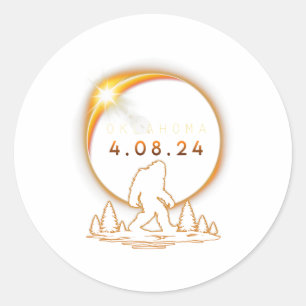 Oklahoma Total Solar Eclipse 2024 Bigfoot Solar Ec Classic Round Sticker