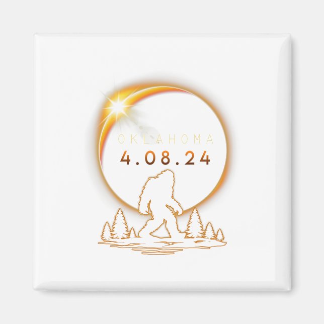 Oklahoma Total Solar Eclipse 2024 Bigfoot Solar Ec Magnet (Front)