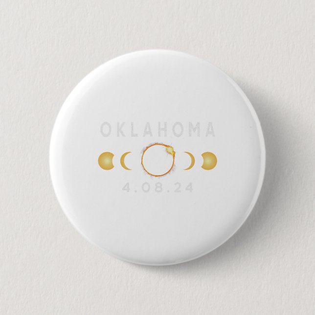 Oklahoma Total Solar Eclipse April 8 2024 Solar Ec Button (Front)