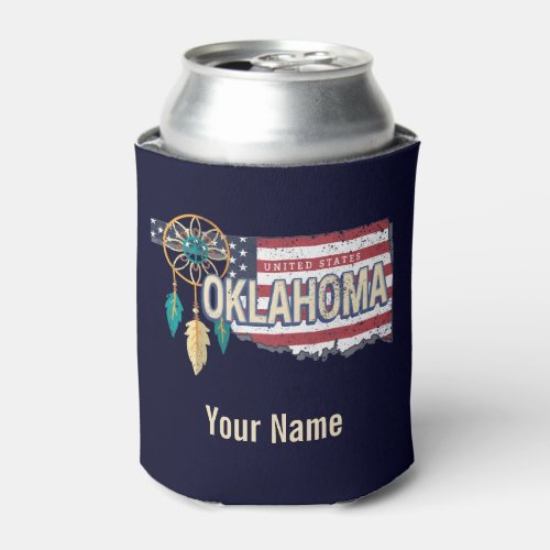 Oklahoma United States Retro Map Vintage USA Can Cooler