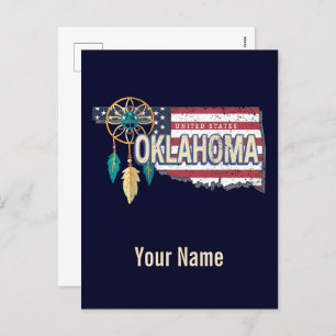 Oklahoma United States Retro Map Vintage USA Holiday Postcard